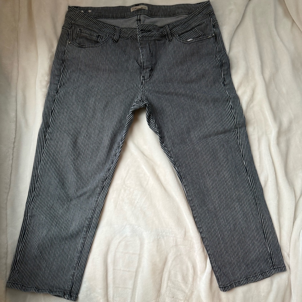 CAbi Black and White Striped Jeans